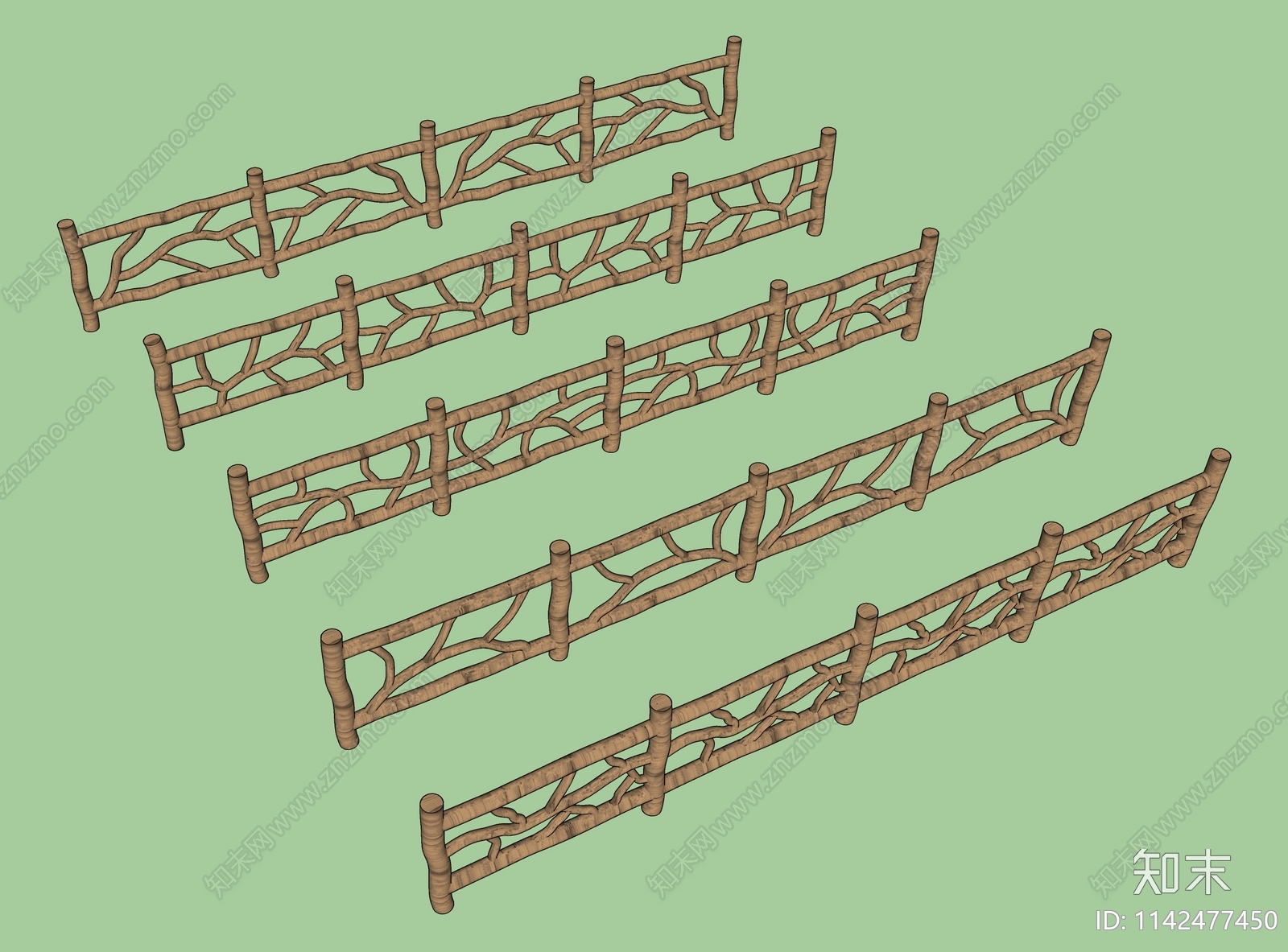 中式仿木栏杆SU模型下载【ID:1142477450】