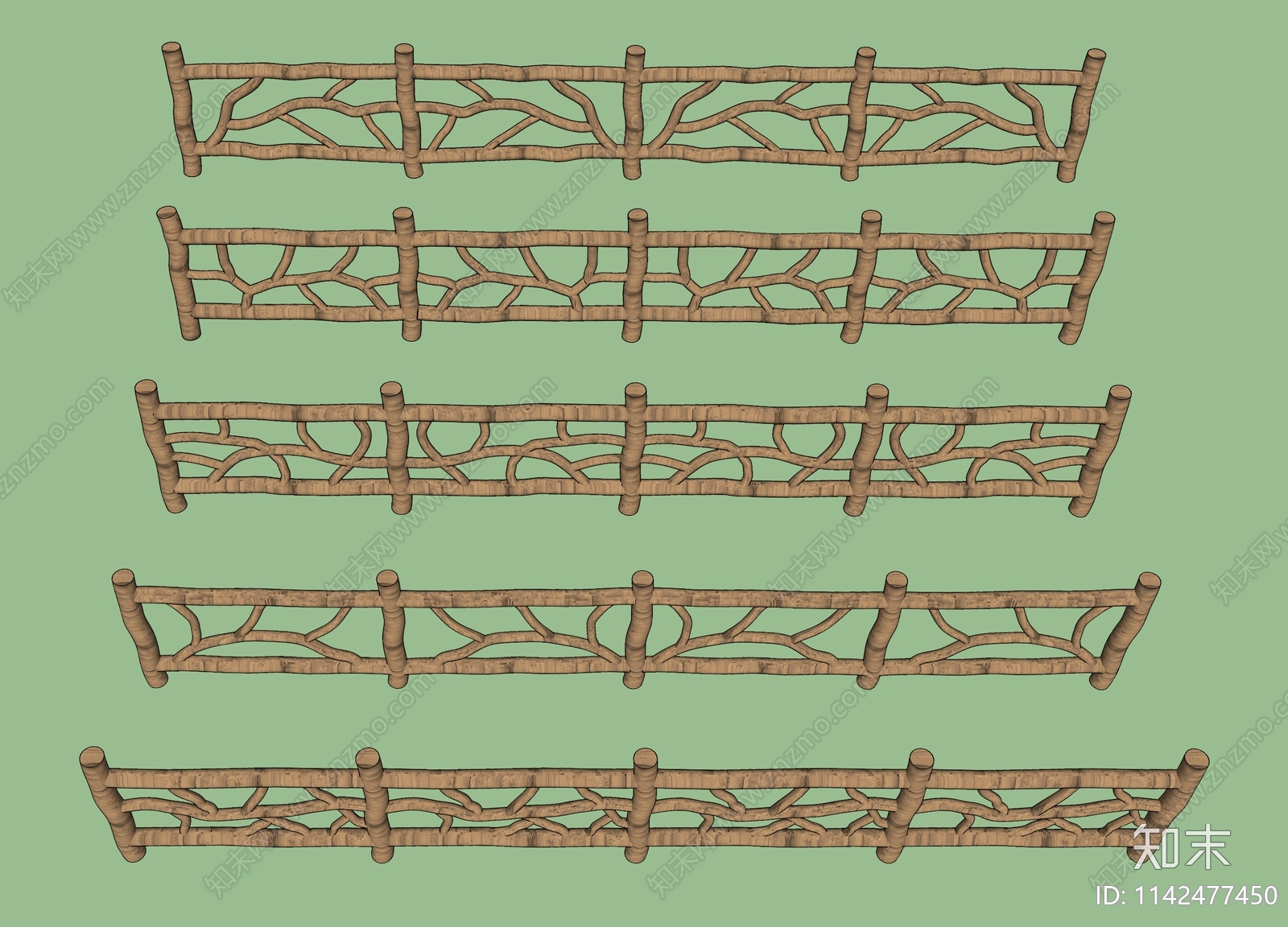 中式仿木栏杆SU模型下载【ID:1142477450】