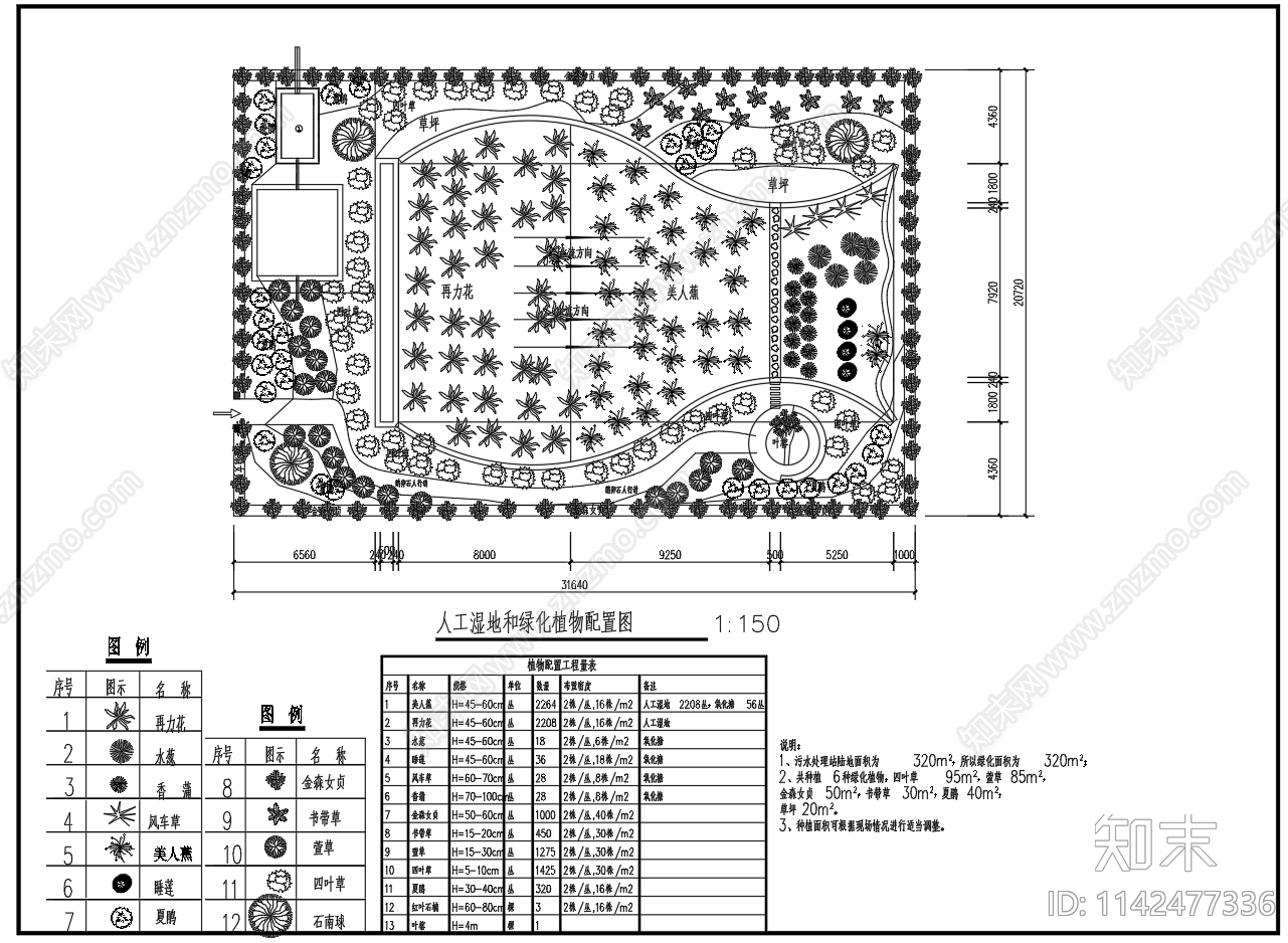 70立方污水处理潜流人工湿地平面高程图施工图下载【ID:1142477336】