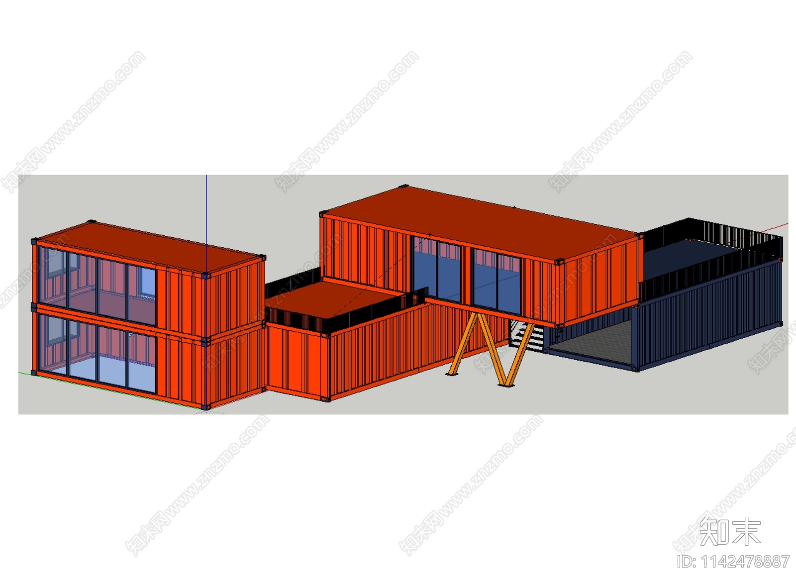 现代装配式集装箱建筑施工图下载【ID:1142478887】