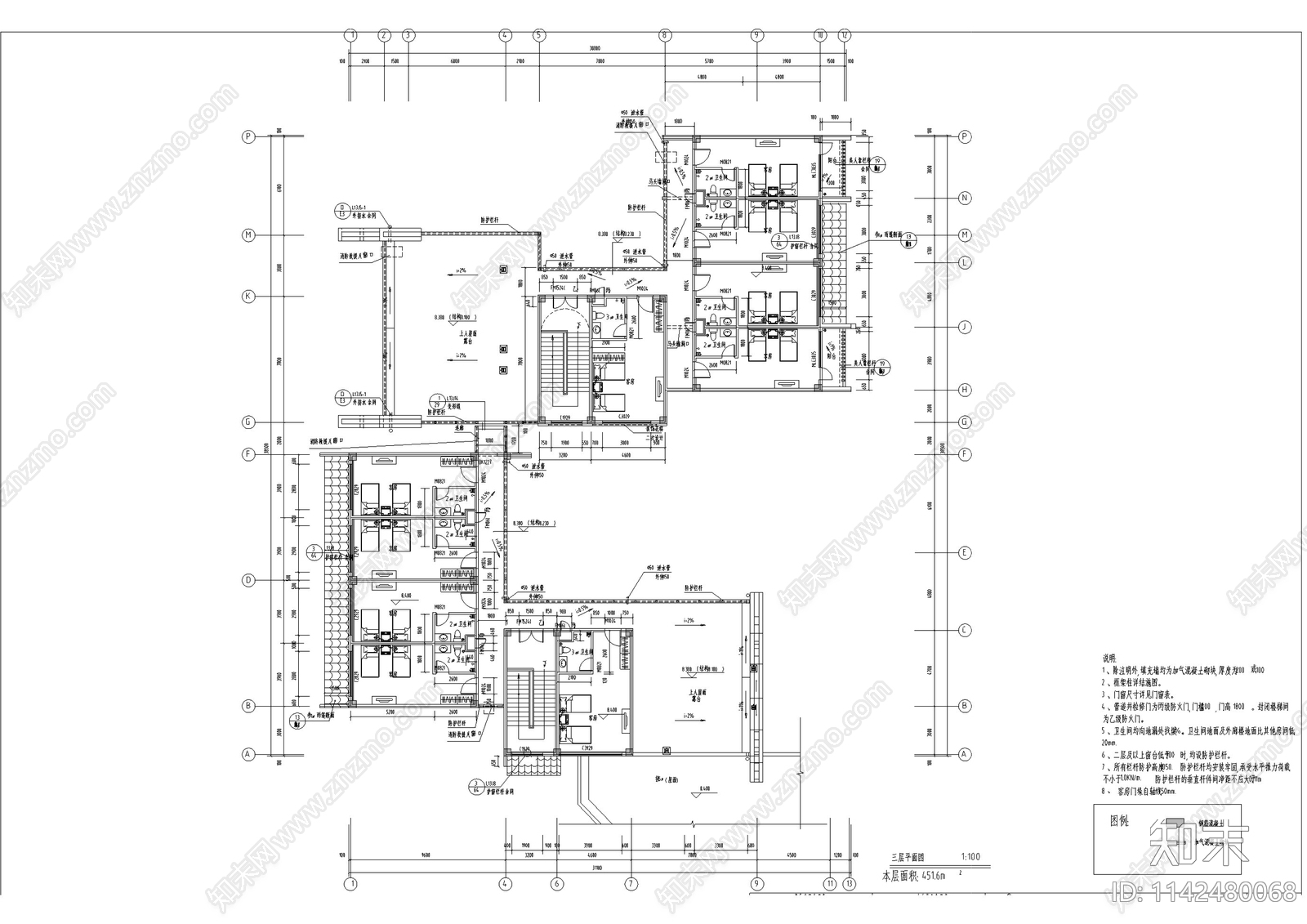 中式仿古街区商业建筑cad施工图下载【ID:1142480068】