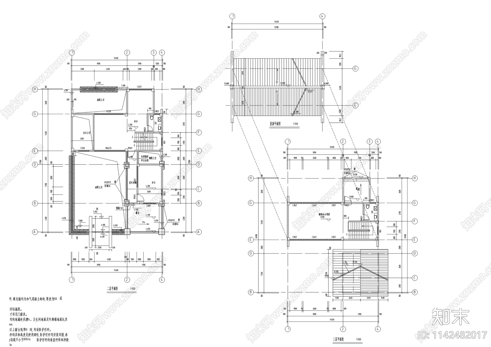 中式仿古院落建筑cad施工图下载【ID:1142482017】