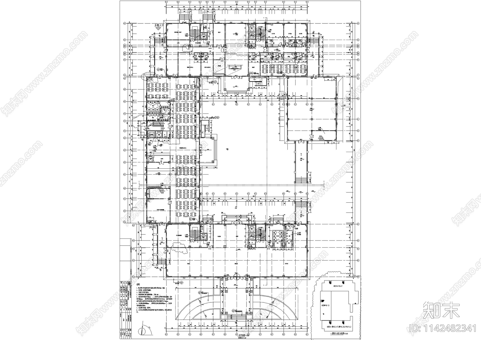 中式仿古院落式酒店建筑cad施工图下载【ID:1142482341】