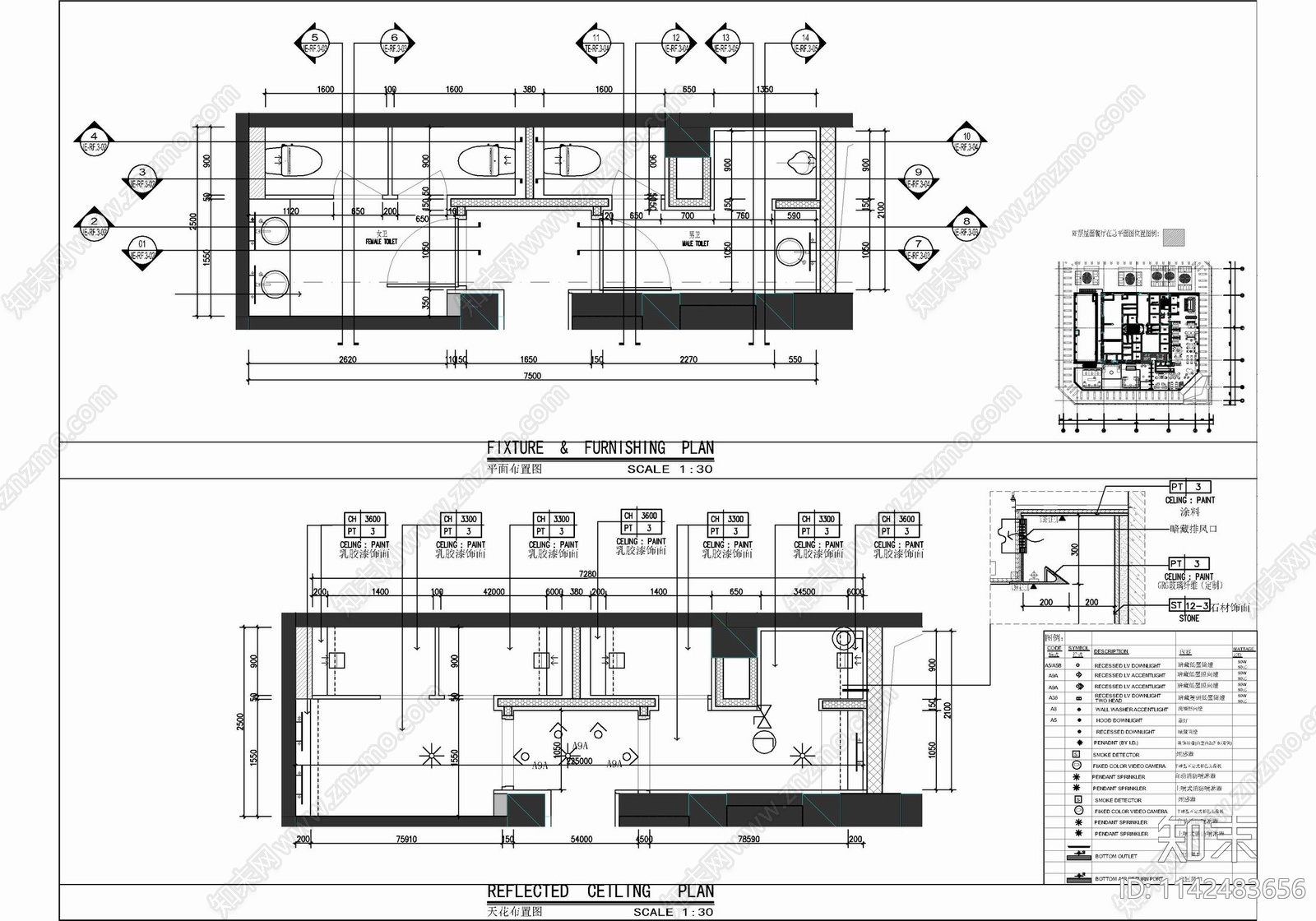 工装卫生间室内装修cad施工图下载【ID:1142483656】