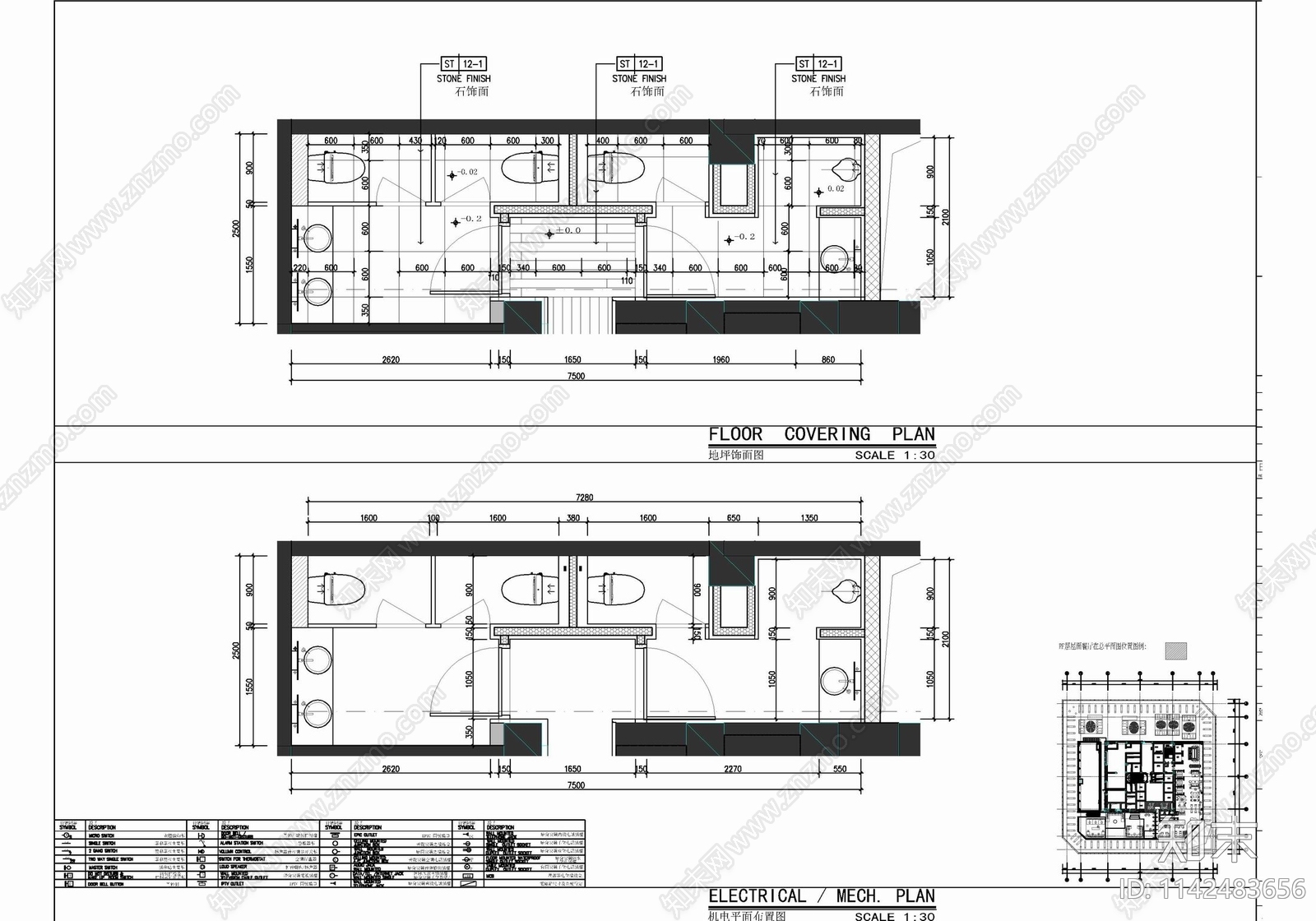 工装卫生间室内装修cad施工图下载【ID:1142483656】