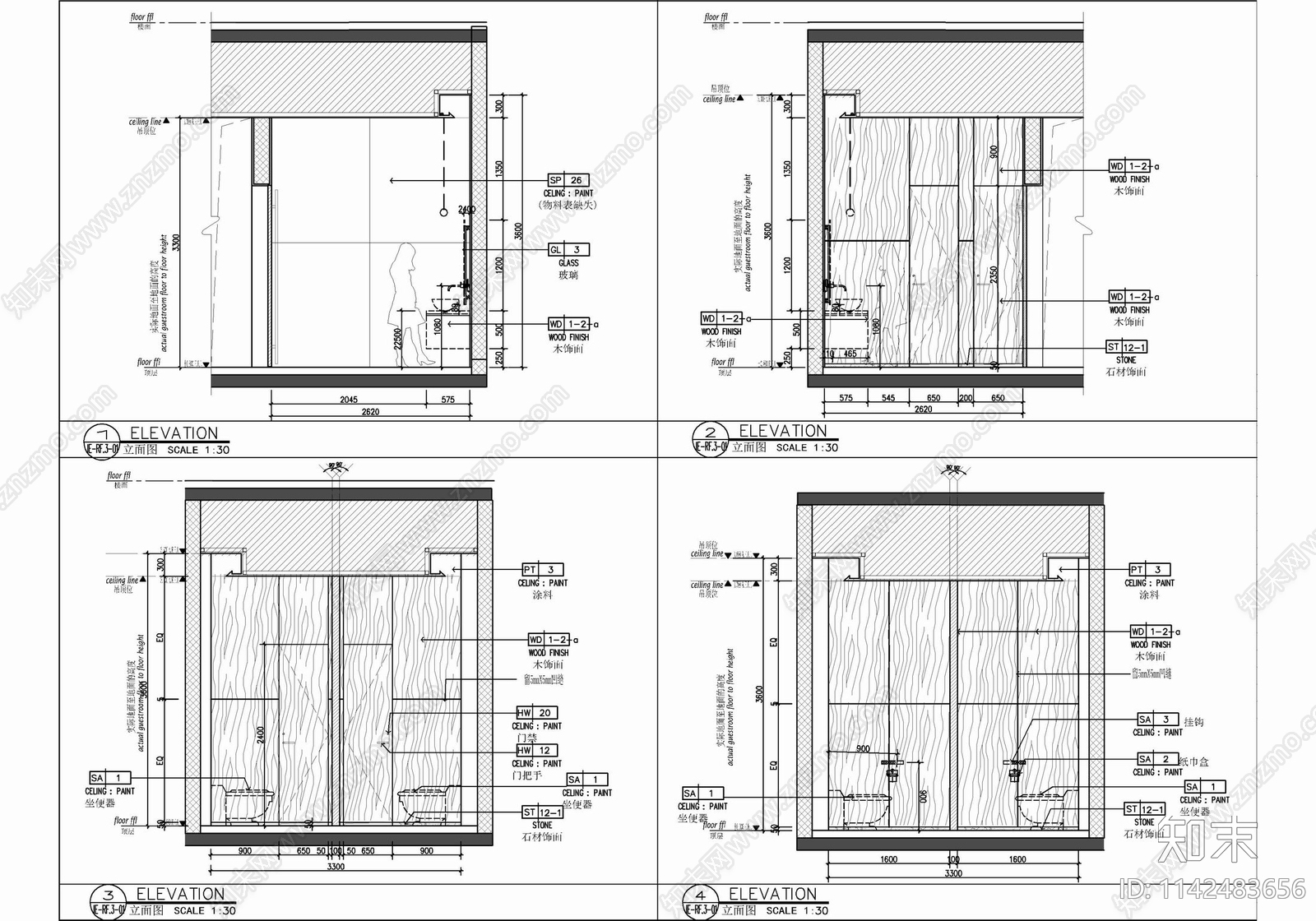 工装卫生间室内装修cad施工图下载【ID:1142483656】