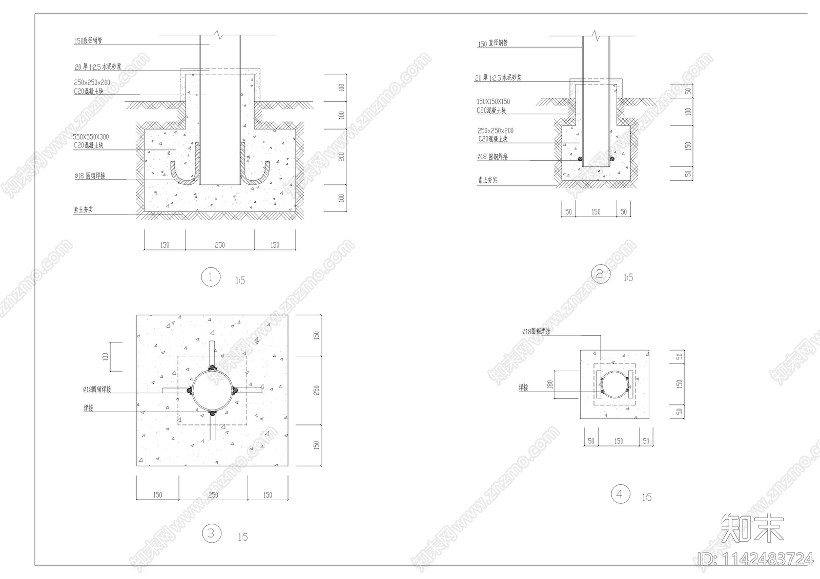 公园树池座凳cad施工图下载【ID:1142483724】