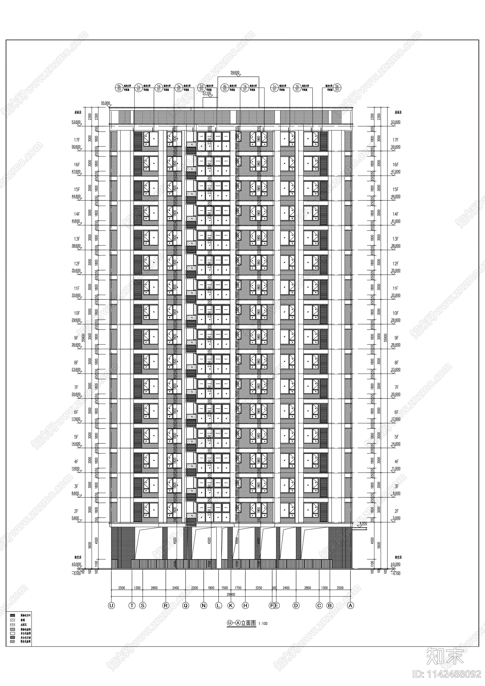 天地源玖玺香都住宅区建筑cad施工图下载【ID:1142488092】