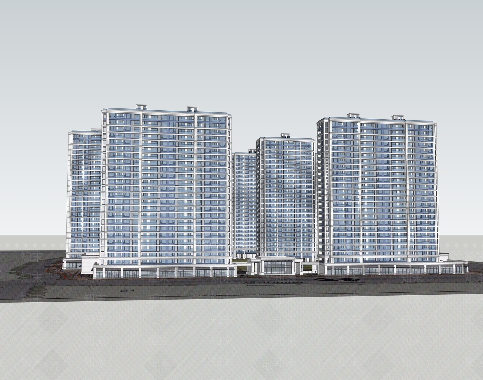 现代小区建筑SU模型下载【ID:1142487348】