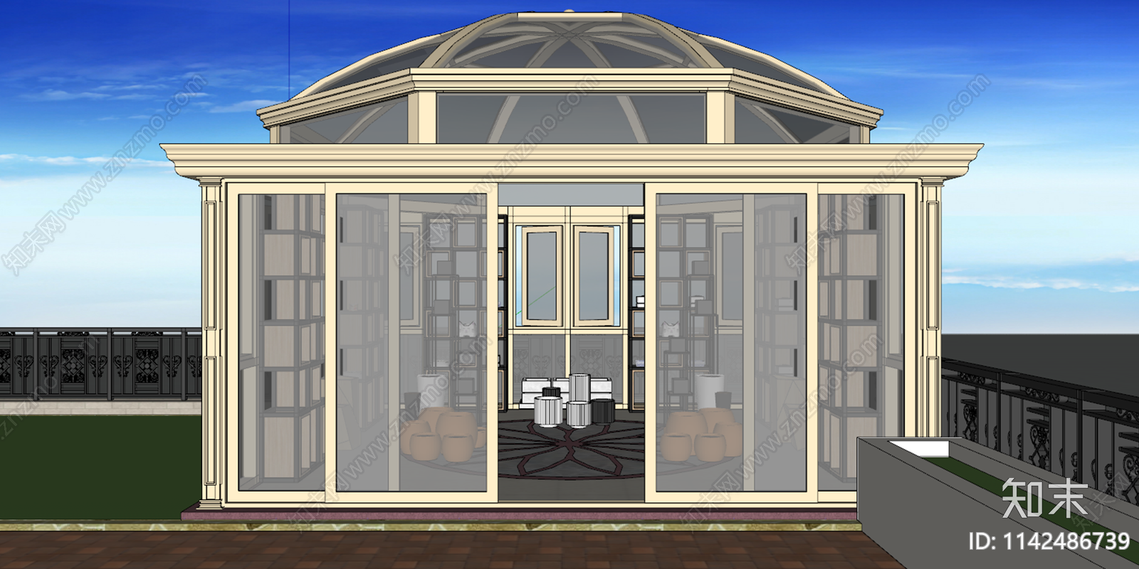 现代阳光房SU模型下载【ID:1142486739】