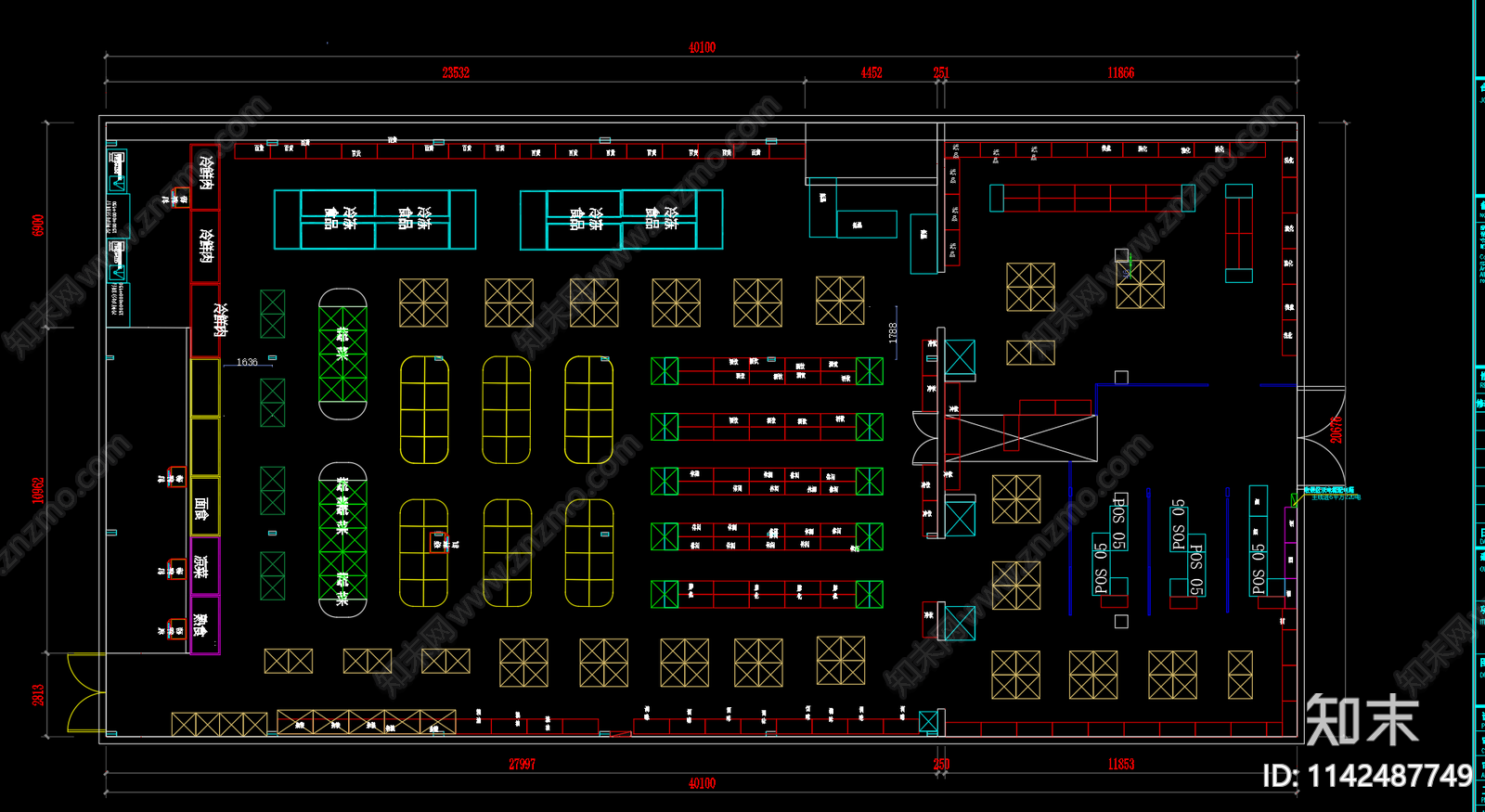 超市是捏装修cad施工图下载【ID:1142487749】