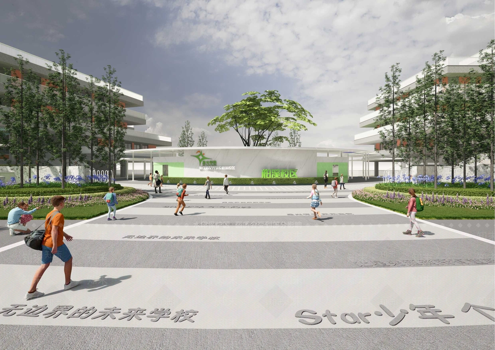 现代校园景观SU模型下载【ID:1142488149】