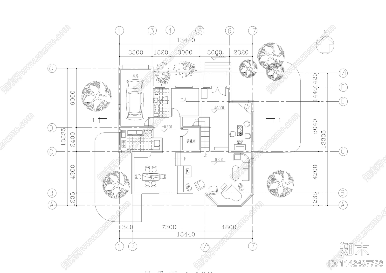 独立别墅建筑cad施工图下载【ID:1142487758】