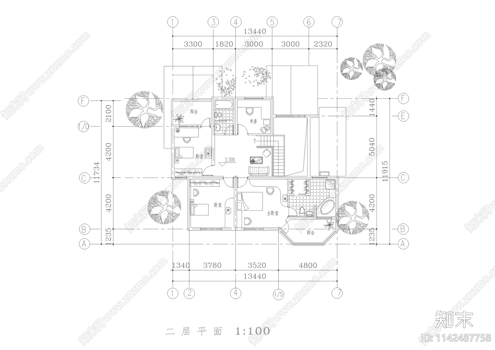 独立别墅建筑cad施工图下载【ID:1142487758】