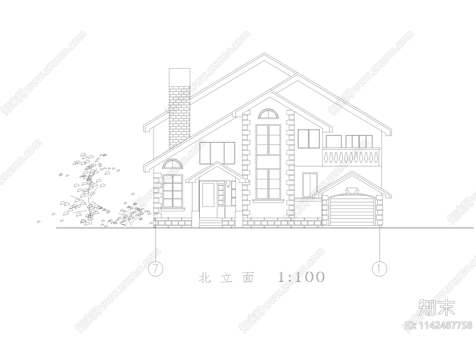 独立别墅建筑cad施工图下载【ID:1142487758】