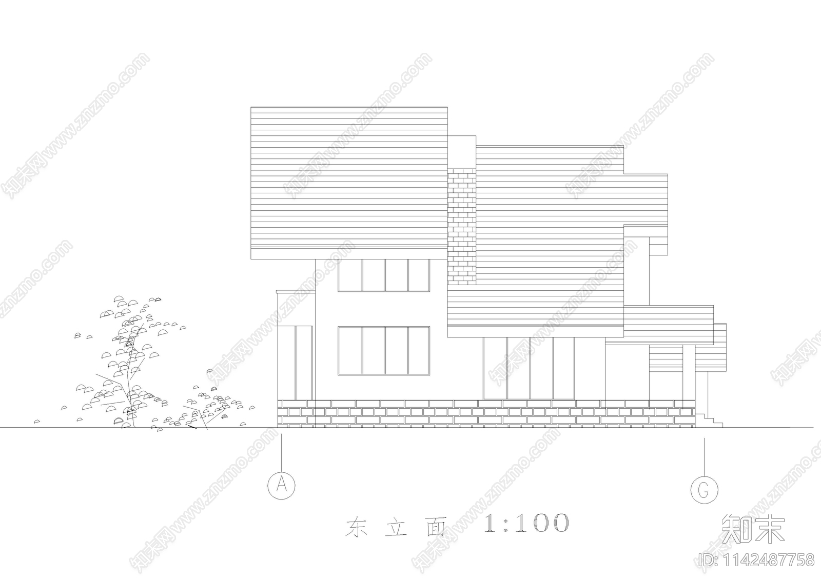 独立别墅建筑cad施工图下载【ID:1142487758】