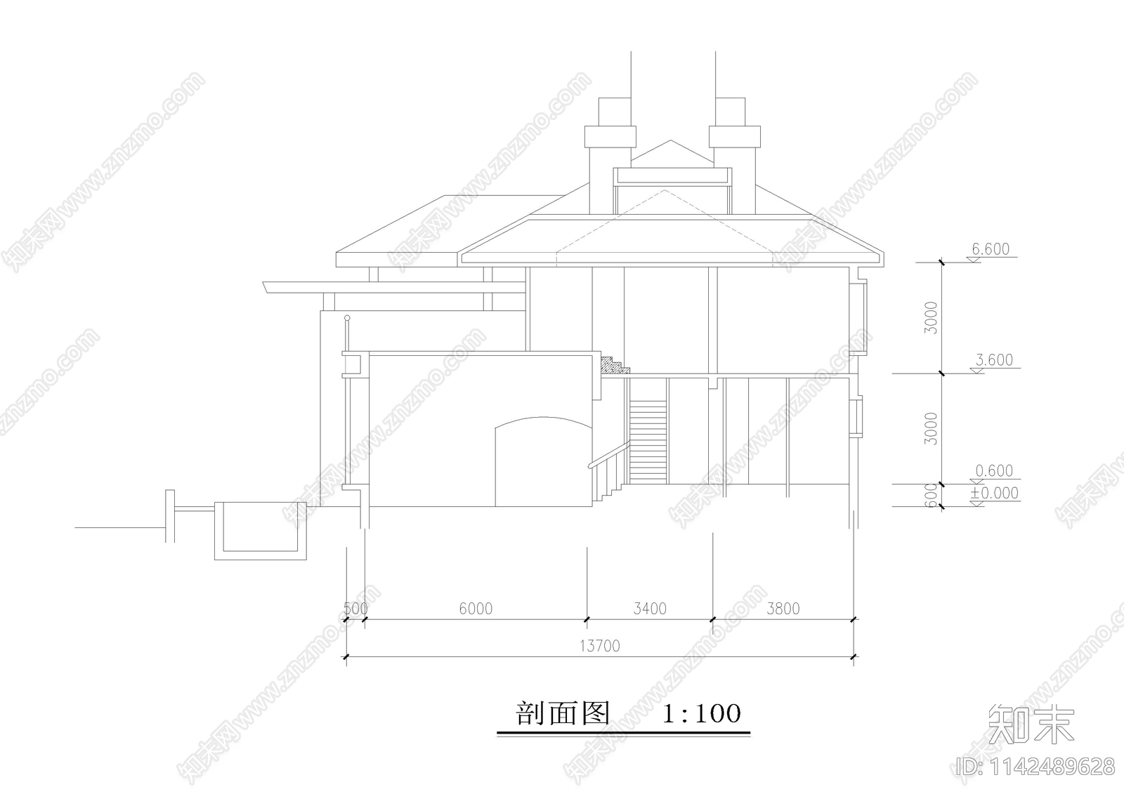 独立别墅建筑cad施工图下载【ID:1142489628】