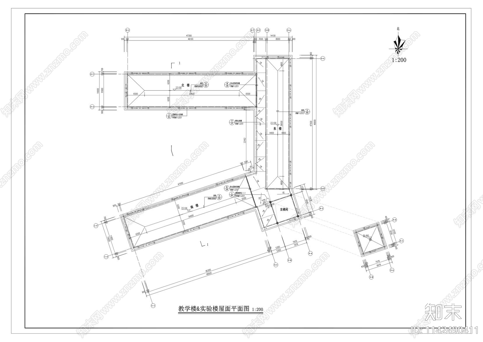 教学楼建筑cad施工图下载【ID:1142490411】