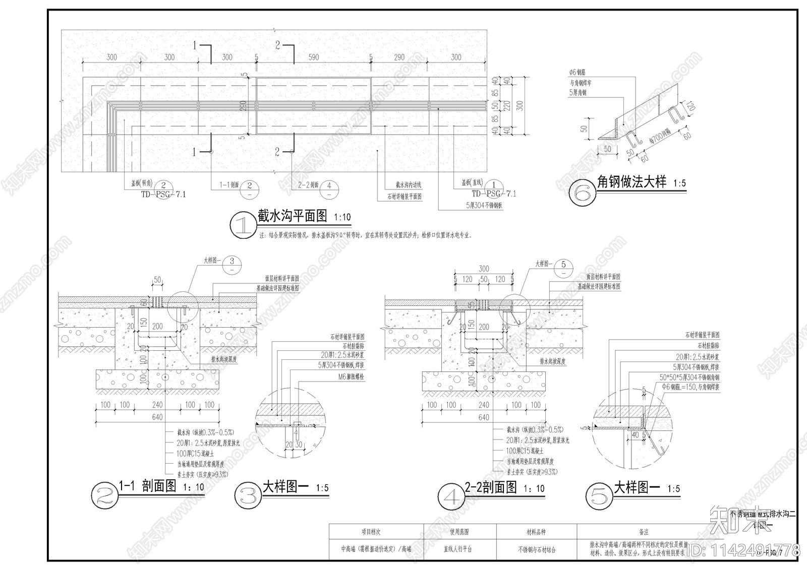 不锈钢缝隙式排水沟施工图下载【ID:1142491778】_知末案例馆