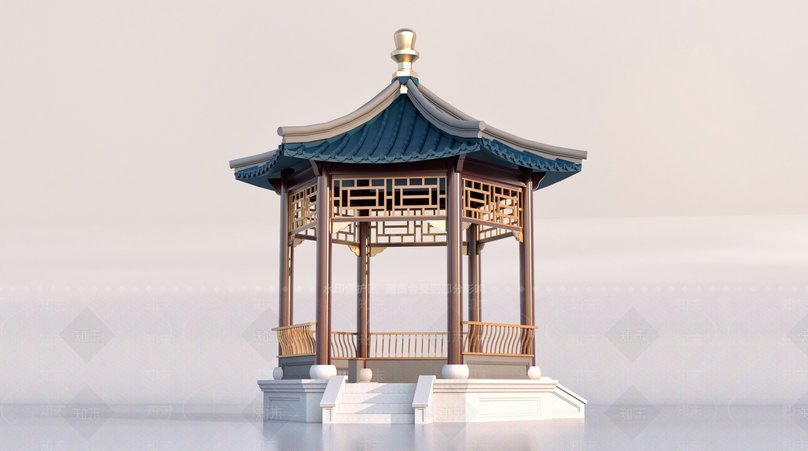 中式休息亭子3D模型下载【ID:1160340450】
