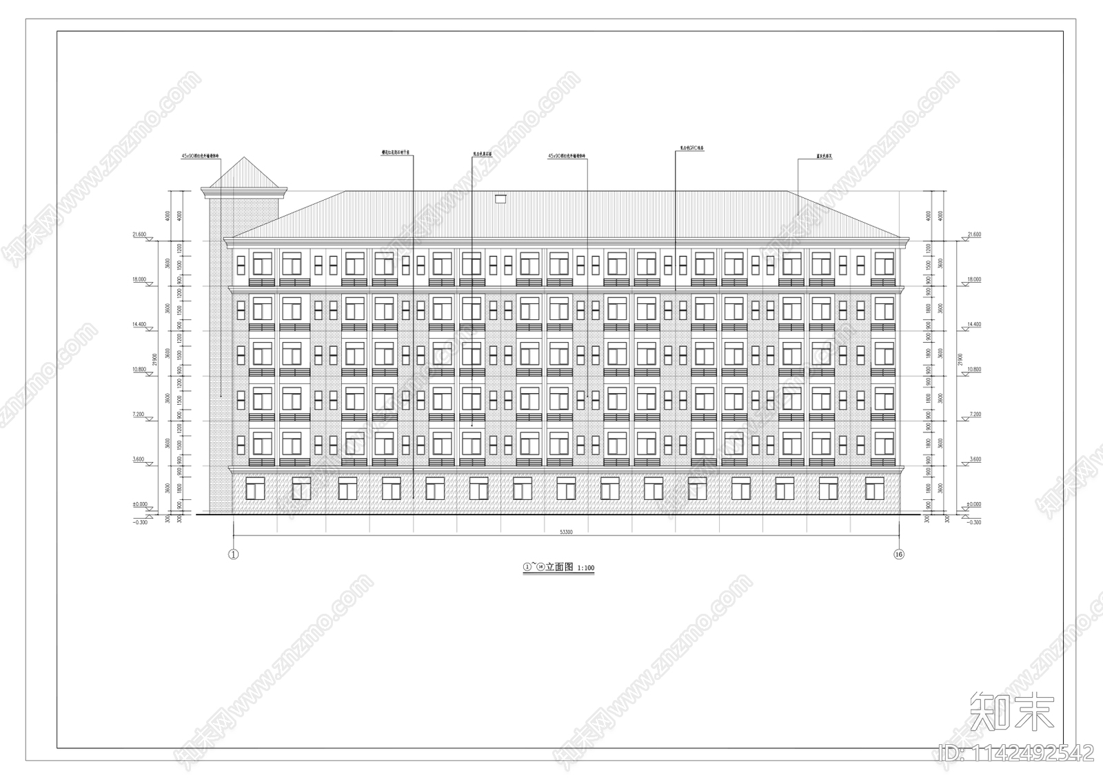 学生宿舍楼建筑cad施工图下载【ID:1142492542】