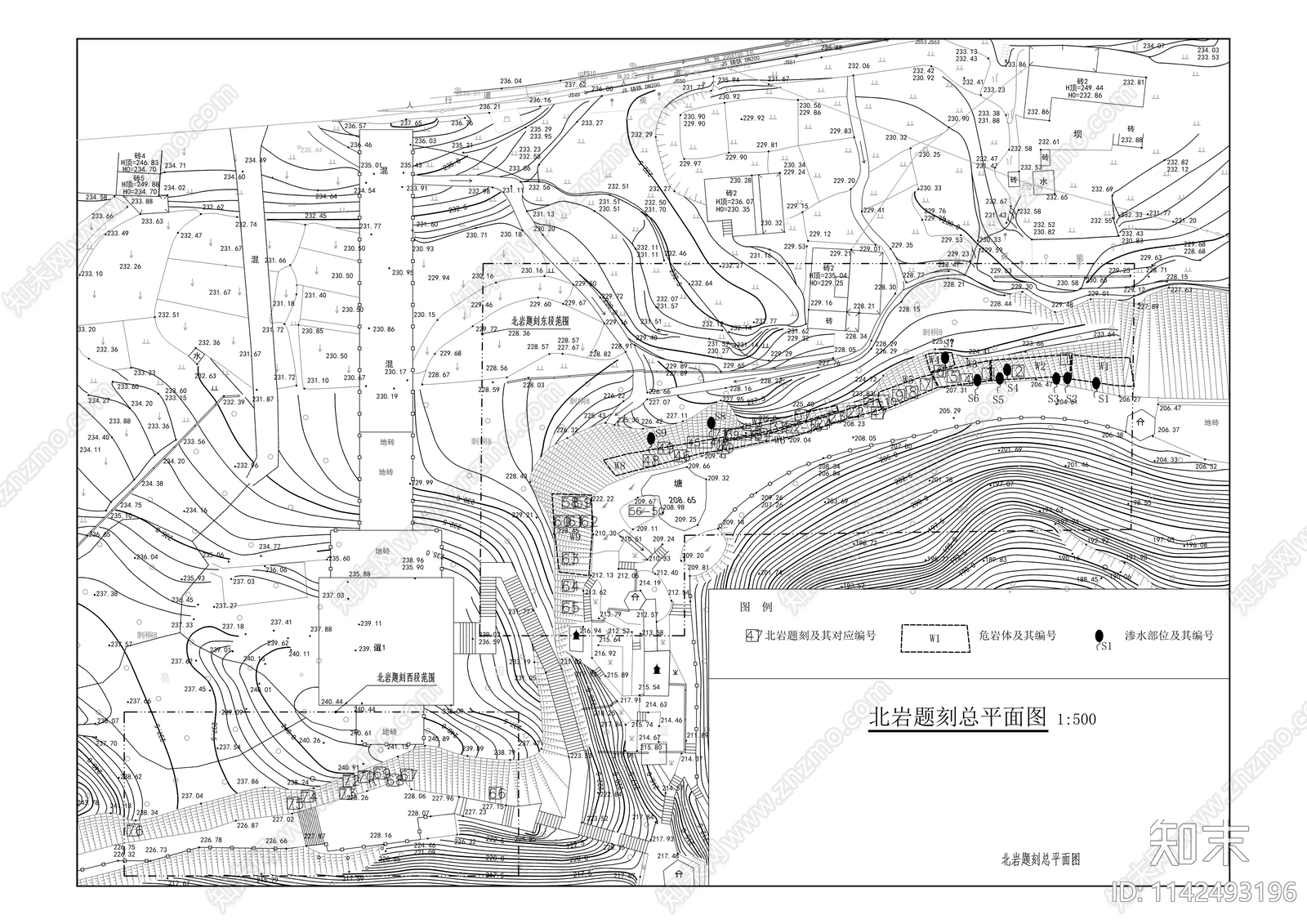 北岩题刻景观工程cad施工图下载【ID:1142493196】