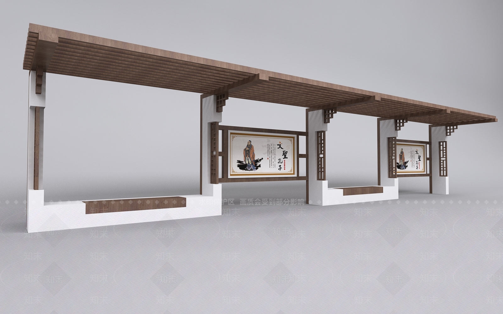 廊架3D模型下载【ID:1142494179】