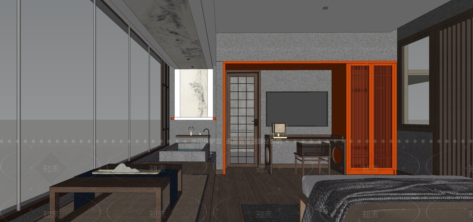 新中式唐风客房SU模型下载【ID:1142495141】