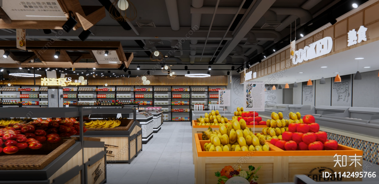 超市室内装修cad施工图下载【ID:1142495766】