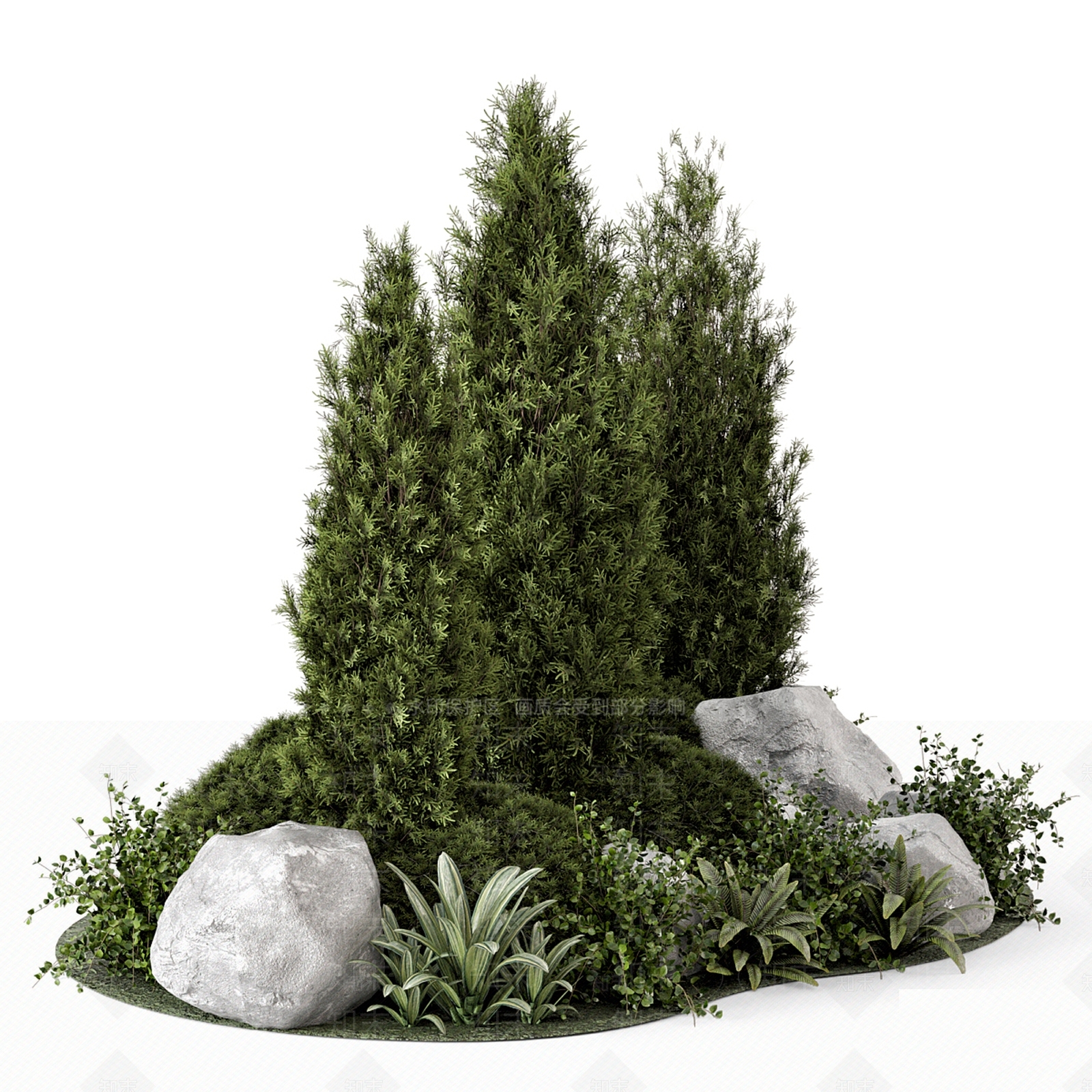 现代户外植物花坛3D模型下载【ID:1142500387】