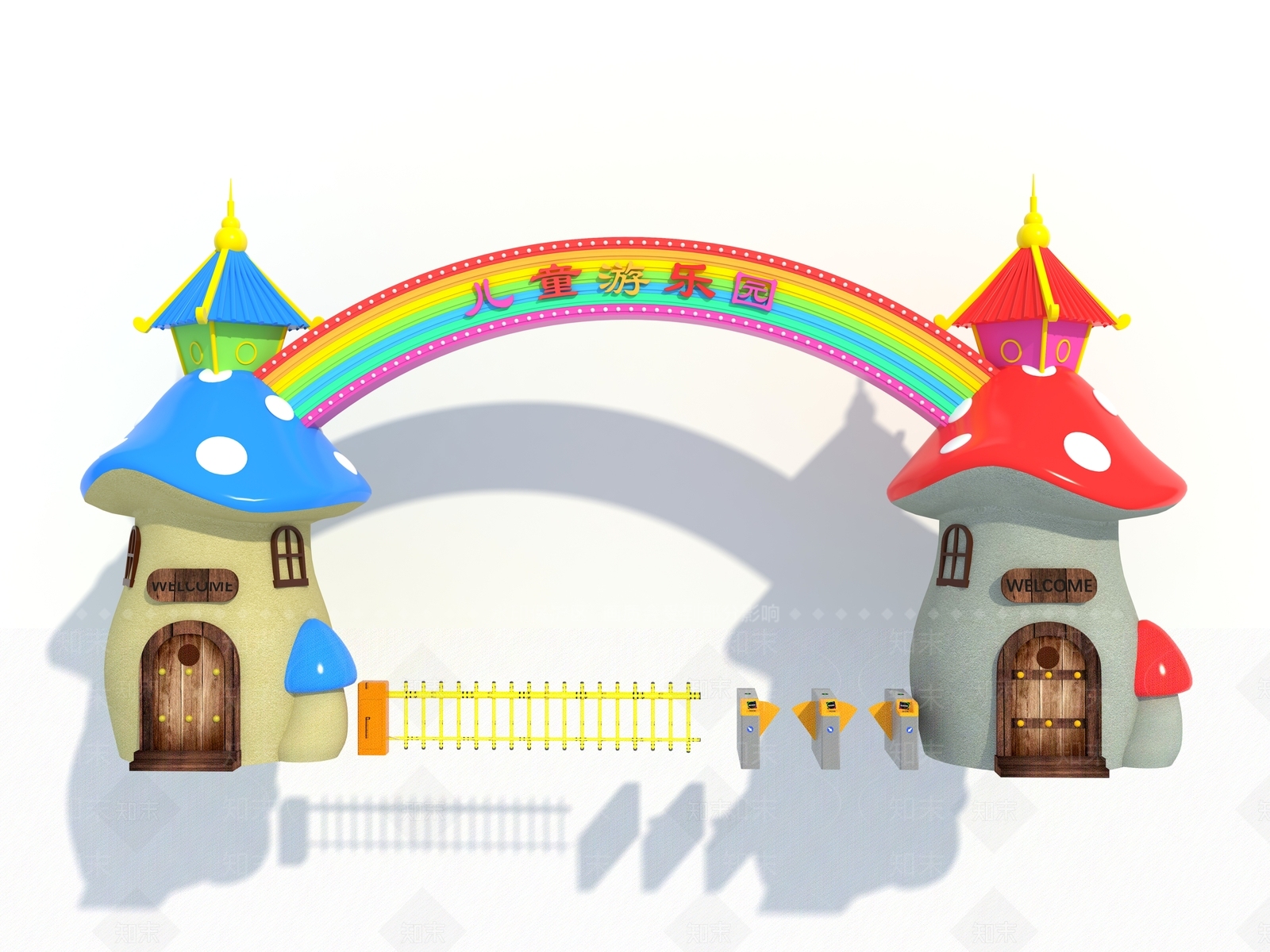 现代游乐园入口大门SU模型下载【ID:1142500593】