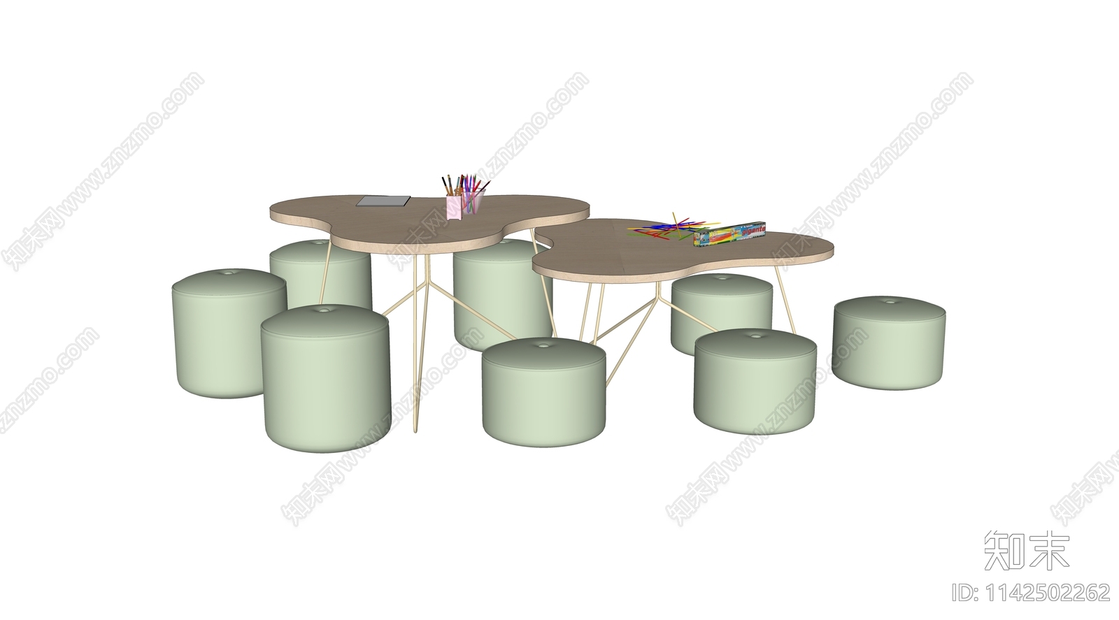 现代儿童桌椅组合SU模型下载【ID:1142502262】