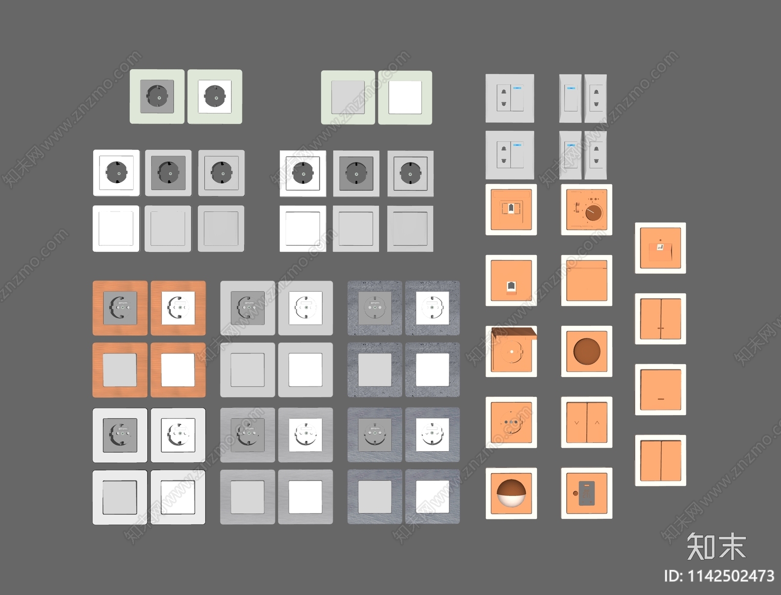 现代开关插座组合SU模型下载【ID:1142502473】