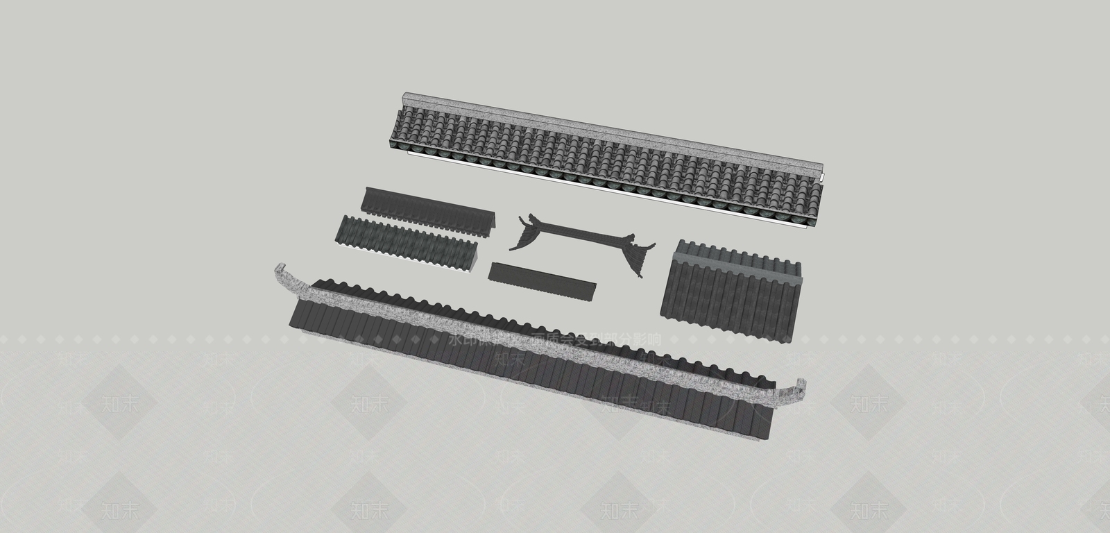 新中式檐线中式马头琴徽派SU模型下载【ID:1142503665】