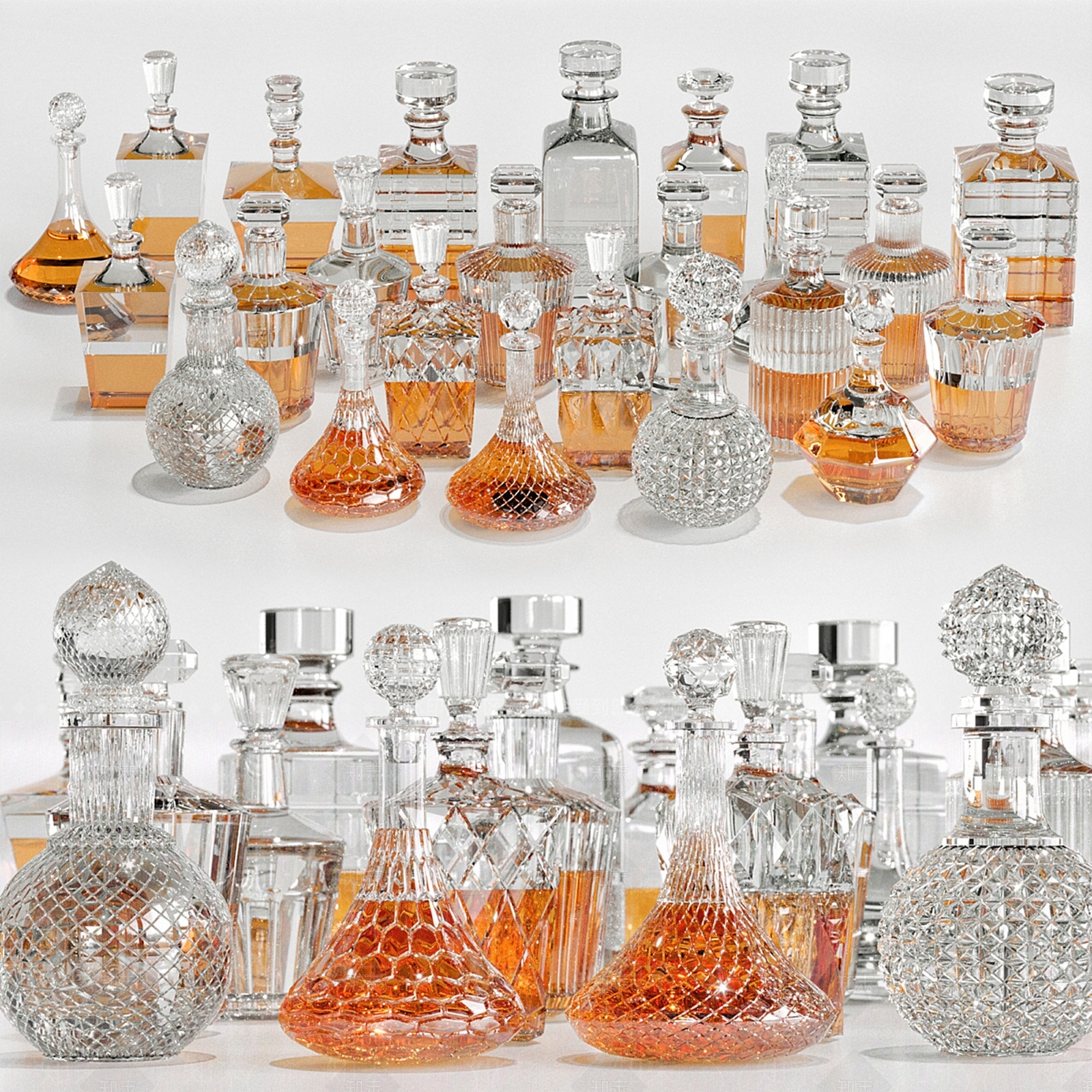 现代洋酒酒瓶酒杯3D模型下载【ID:1142503849】