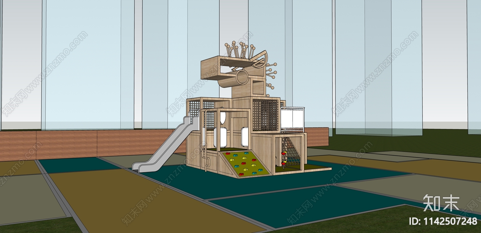 儿童滑梯攀爬架组合SU模型下载【ID:1142507248】