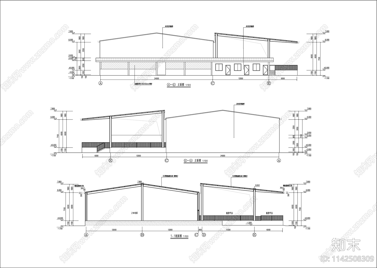 钢结构冷库建筑cad施工图下载【ID:1142508309】