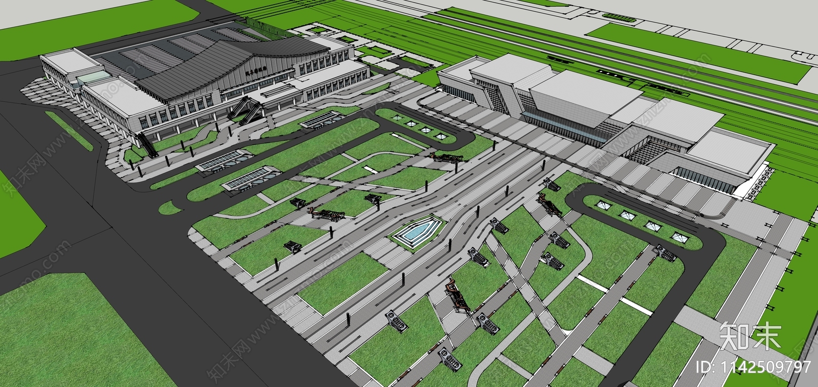 现代高铁客运站SU模型下载【ID:1142509797】
