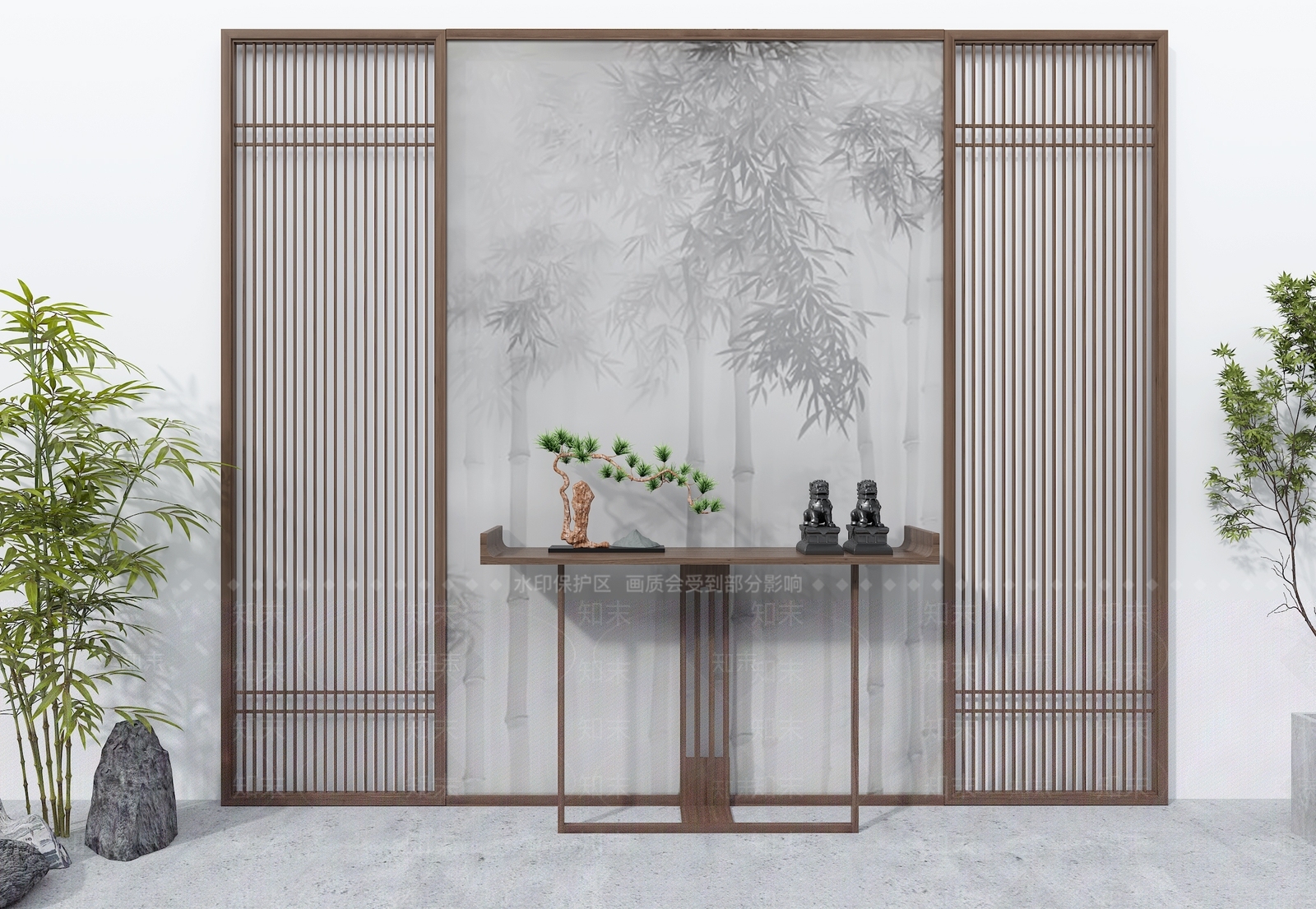 新中式造型屏风中式端景屏风新中式入户端景中式屏风隔断新中式造型屏风3D模型下载【ID:1142510839】