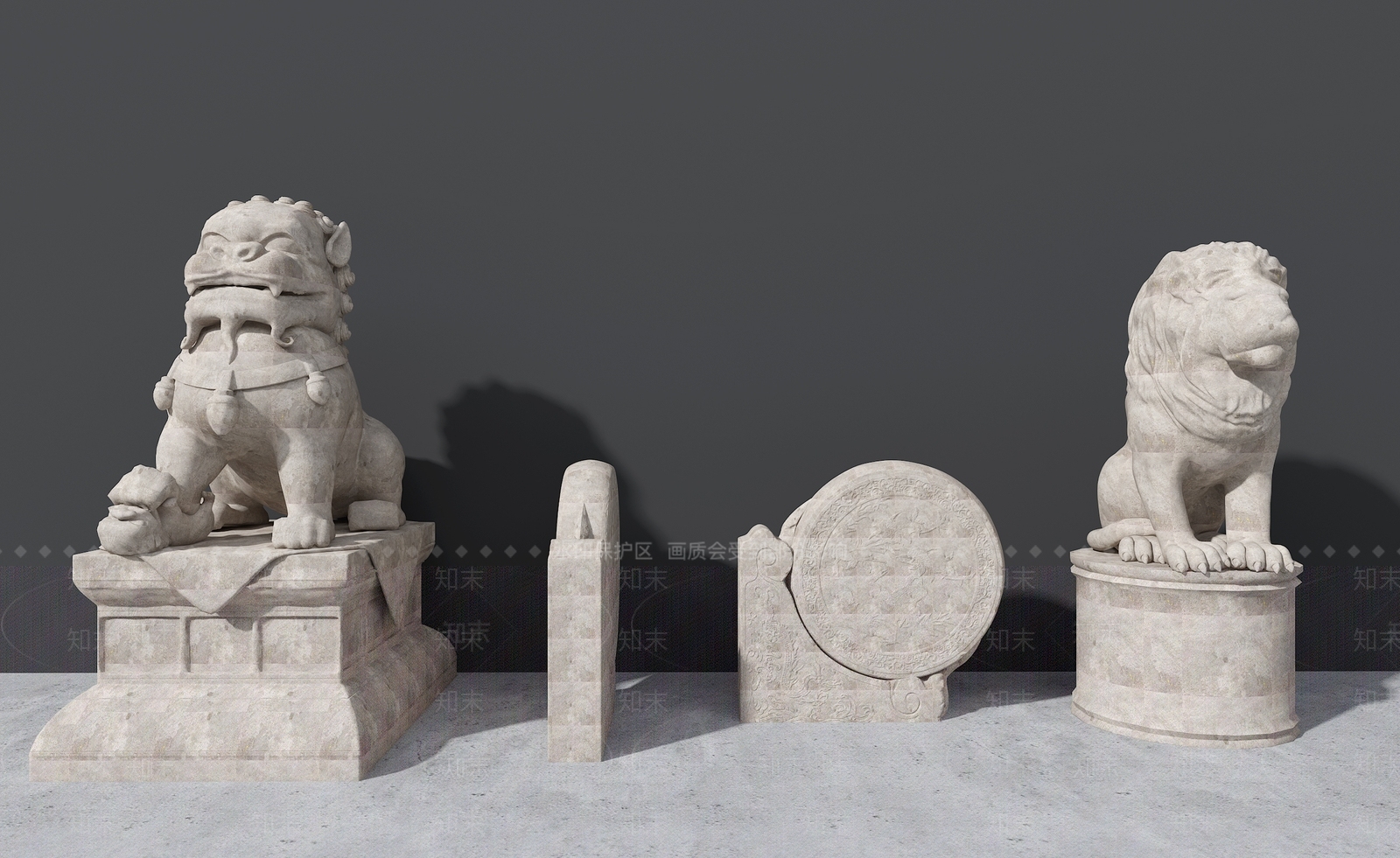 中式石狮子欧式石狮子新中式看门石狮子中式门前石雕狮子中式石头3D模型下载【ID:1142511833】