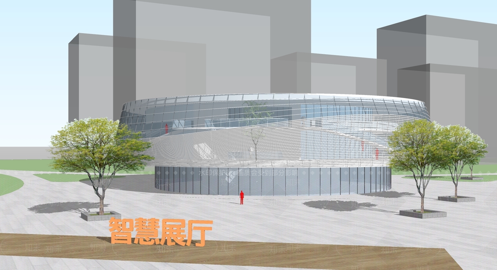 现代展览馆建筑SU模型下载【ID:1142512815】