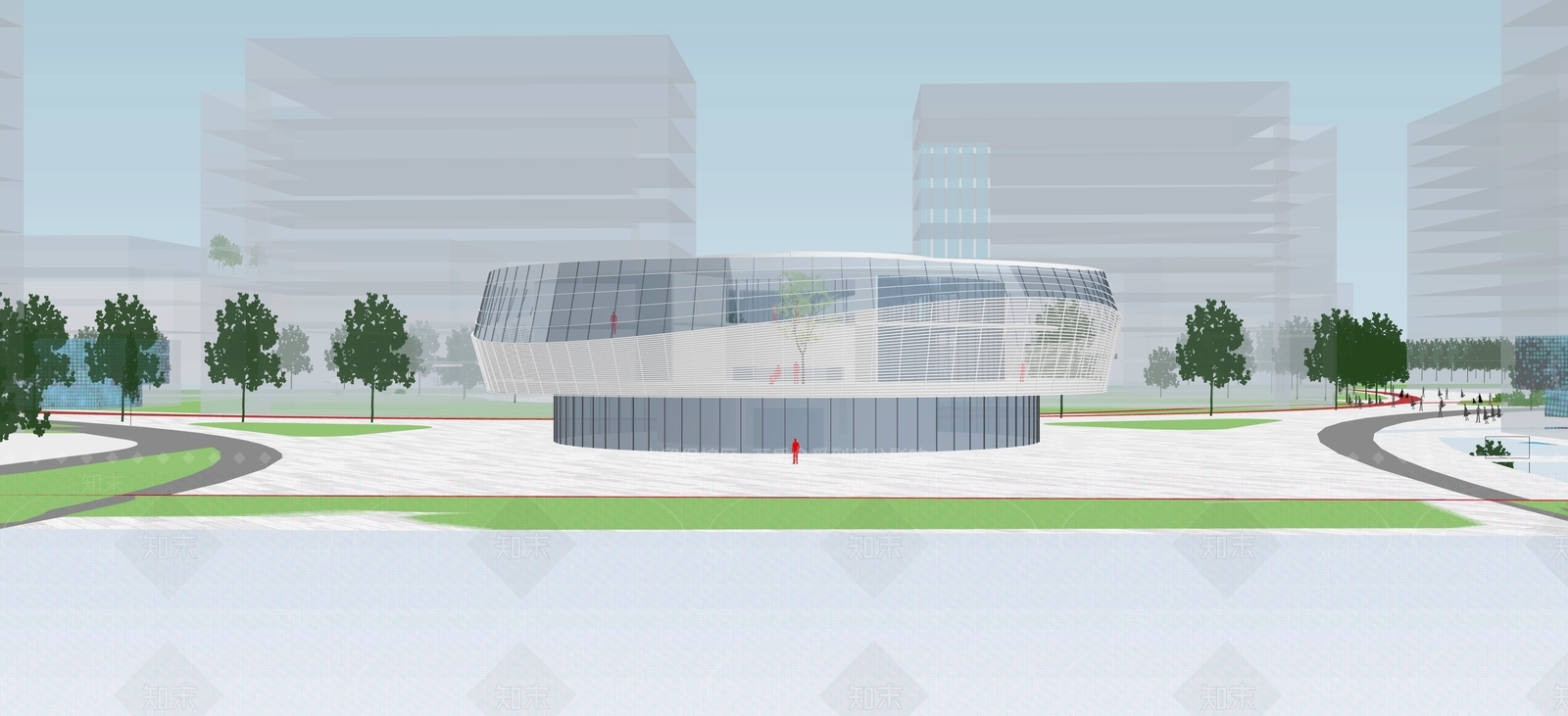 现代展览馆建筑SU模型下载【ID:1142512815】
