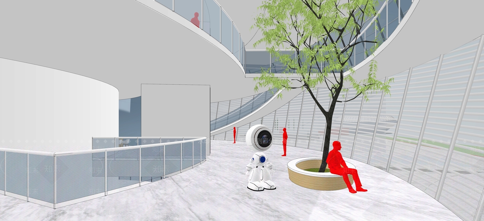 现代展览馆建筑SU模型下载【ID:1142512815】