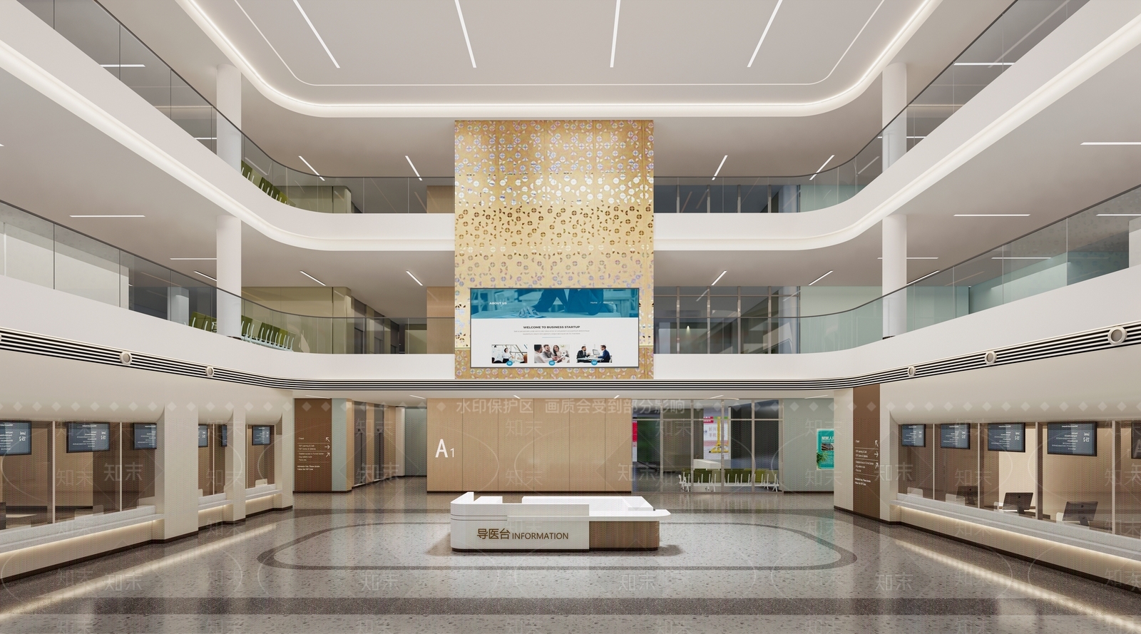 现代医院大厅SU模型下载【ID:1142515533】