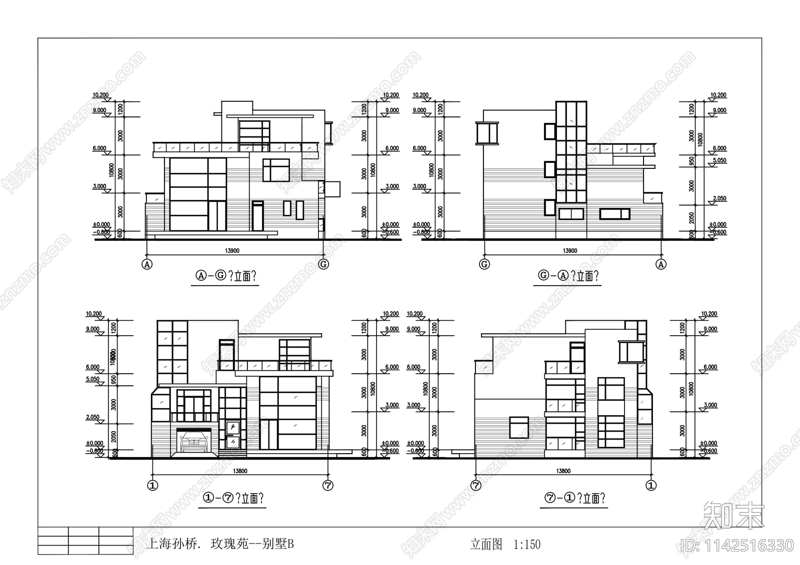 上海黄浦某高档综合住宅区建筑cad施工图下载【ID:1142516330】