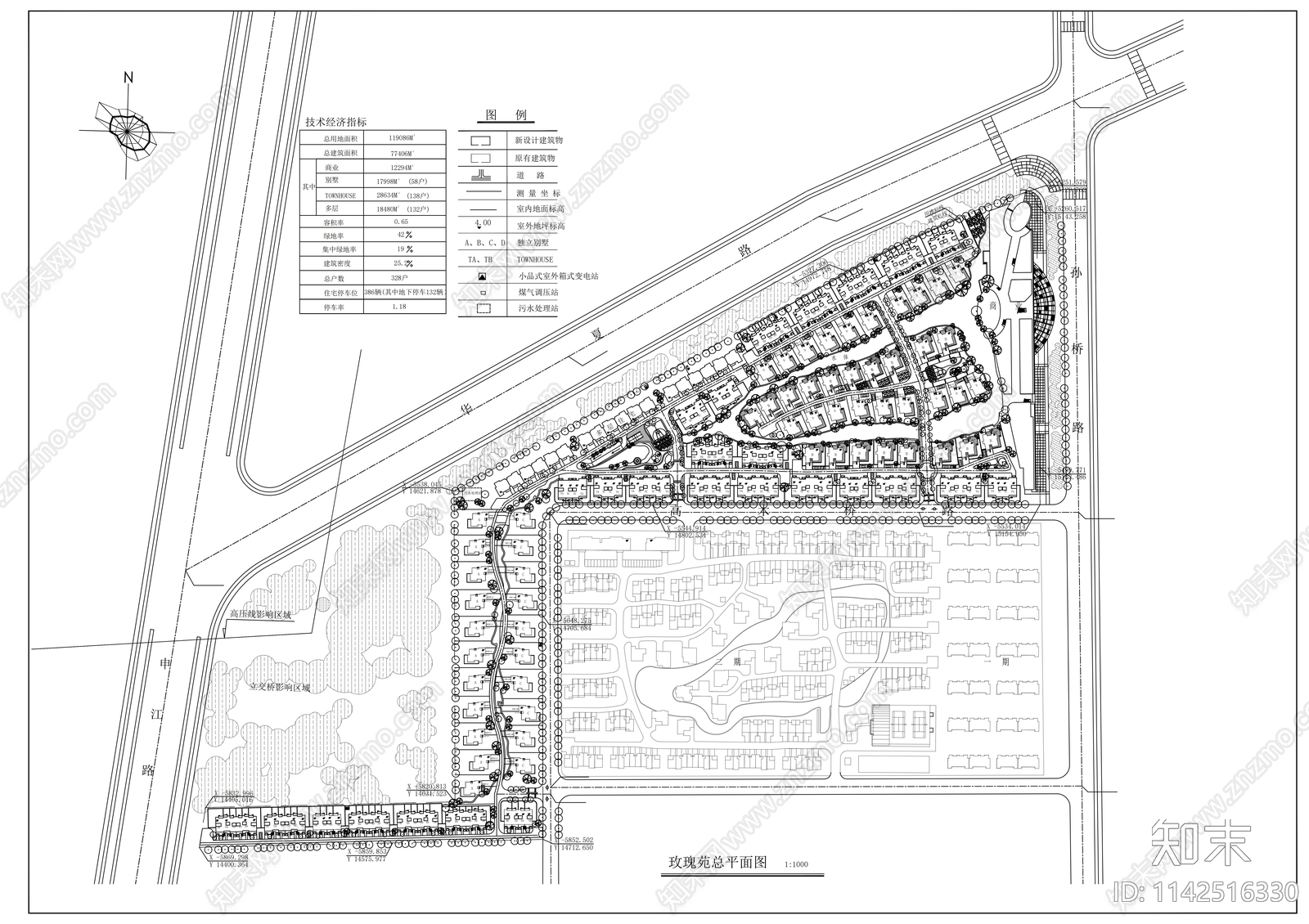 上海黄浦某高档综合住宅区建筑cad施工图下载【ID:1142516330】