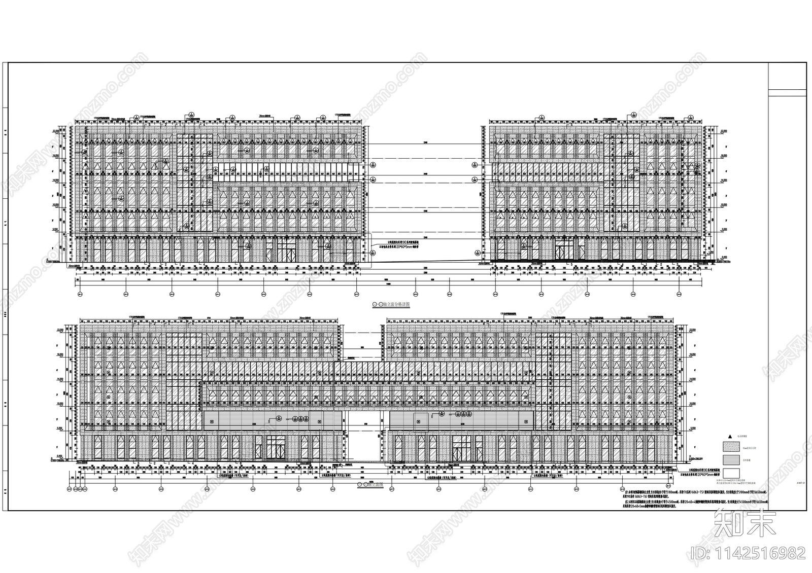 铁路口岸二期幕墙cad施工图下载【ID:1142516982】