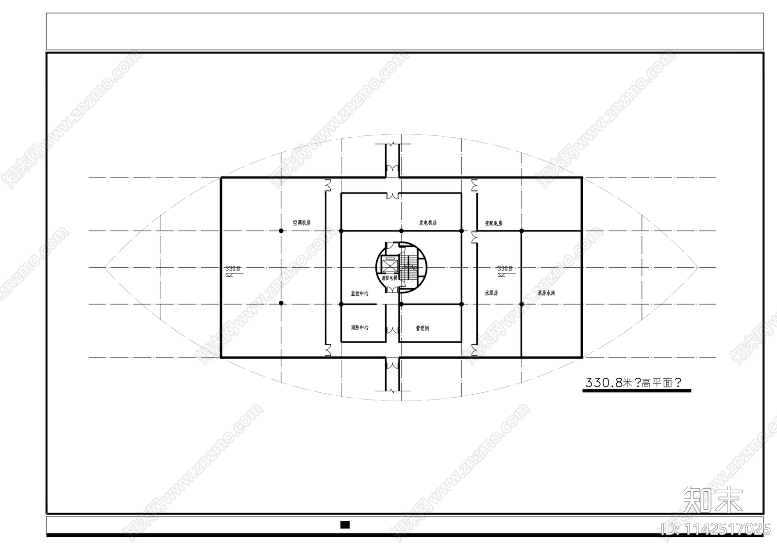 观光塔建筑cad施工图下载【ID:1142517025】