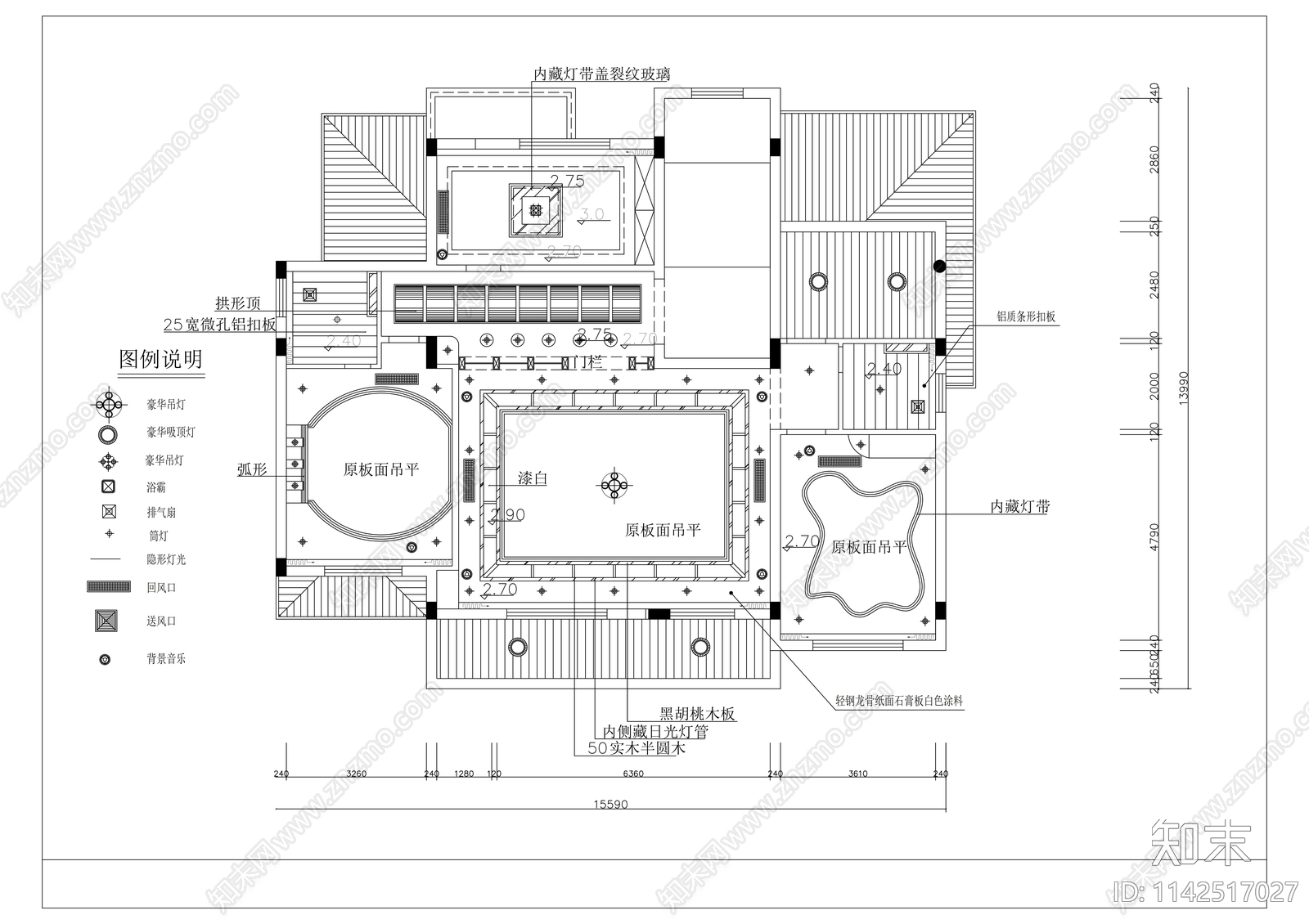 豪华别墅室内精装修cad施工图下载【ID:1142517027】