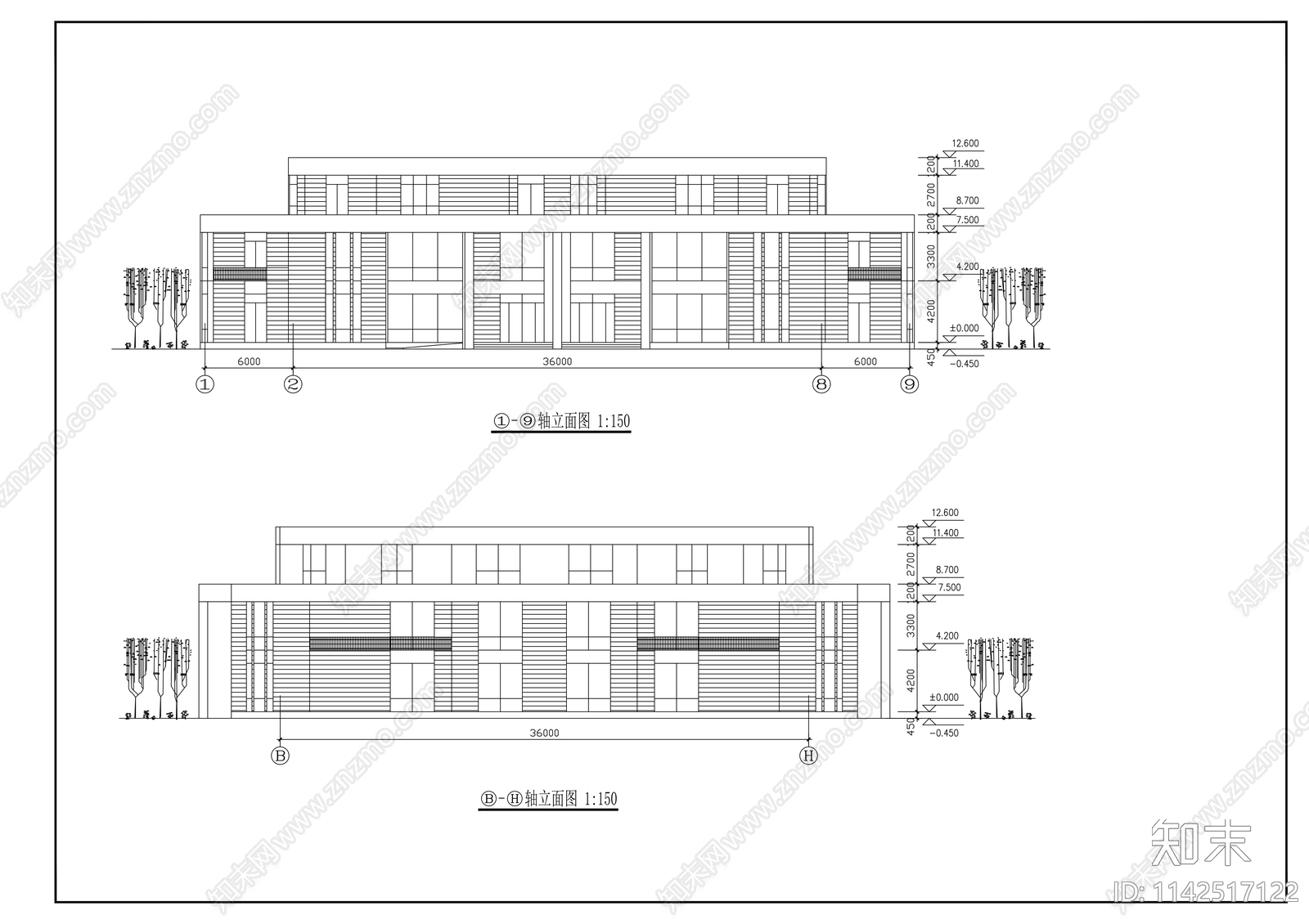 会所建筑cad施工图下载【ID:1142517122】